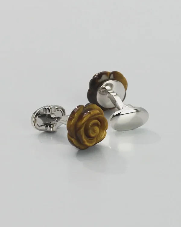 Rose Carved Sterling Cufflinks