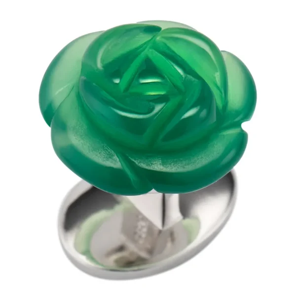 Rose Carved Sterling Cufflinks & Studs