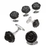 Rose Hand Carved Gemstone Sterling Cufflinks & Studs