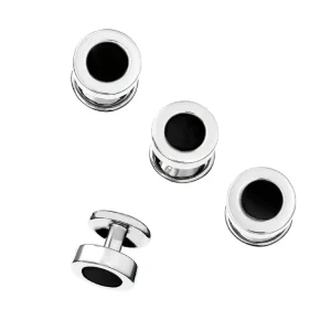 Round Black Onyx Sterling Cufflinks & Studs
