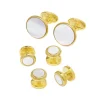 Round Classic Gold Vermeil Sterling Cufflink & Tuxedo Set