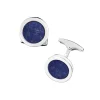 Round Lapis Sterling Rim Cufflinks