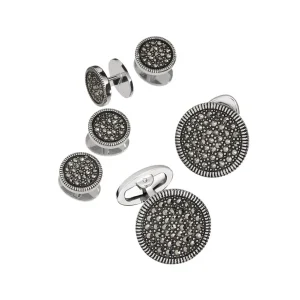 Round Marcasite Pave' Sterling Cufflinks & Studs