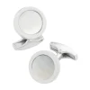 Round Mother of Pearl Inlay Sterling Cufflinks