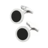 Round Onyx Sterling Rim Cufflinks