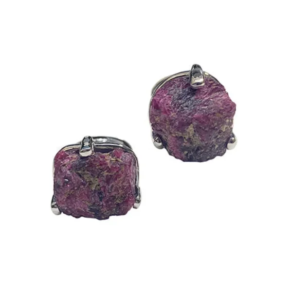 Ruby Raw Gemstone Sterling Cufflinks