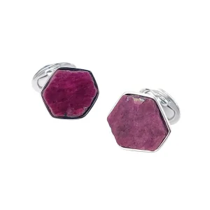 Ruby Raw Gemstone Sterling Cufflinks