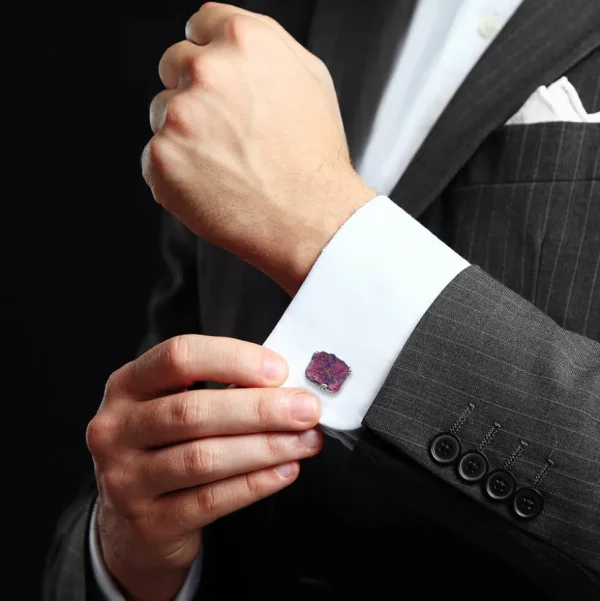 Ruby Raw Gemstone Sterling Cufflinks