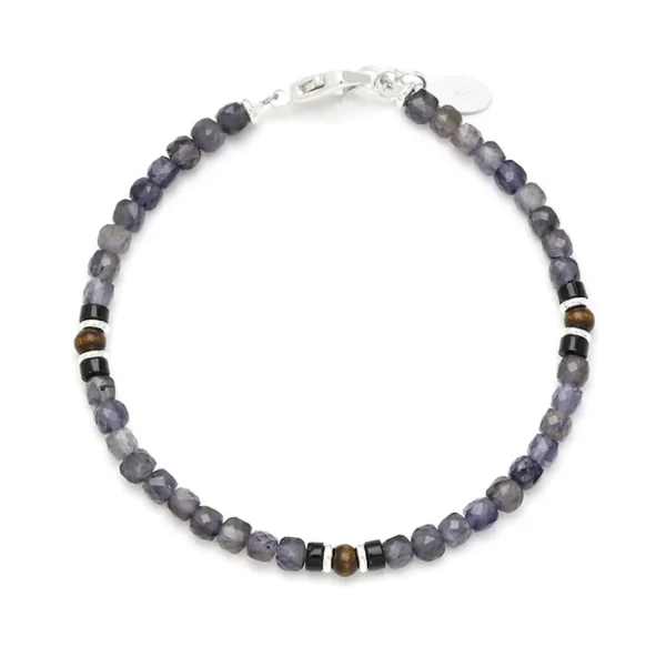 Rutilated Quartz, Wood & Sterling Bracelet