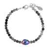 Rutliated Quartz Beaded Bracelet with Grey Pearl