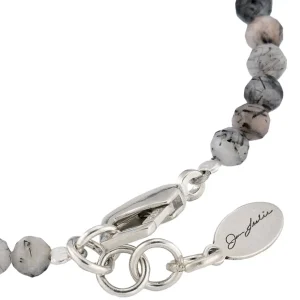 Rutliated Quartz Beaded Bracelet with Grey Pearl