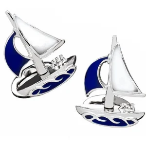 Sailboat Sterling moving Sail Cufflinks