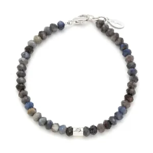 Sapphire Beaded Sterling Diamond Bracelet