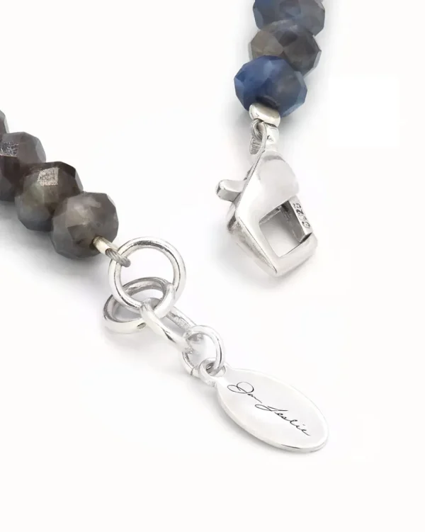 Sapphire Beaded Sterling Diamond Bracelet