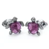Sea Turtle Hand Carved Purple Quartz Sterling Cufflinks