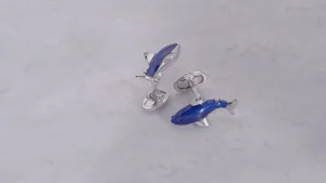 Shark Hand-painted Enamel Sterling Cufflinks