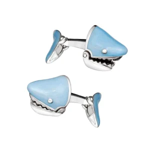 Shark Moving Jaw Sterling Cufflinks