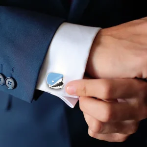 Shark Moving Jaw Sterling Cufflinks