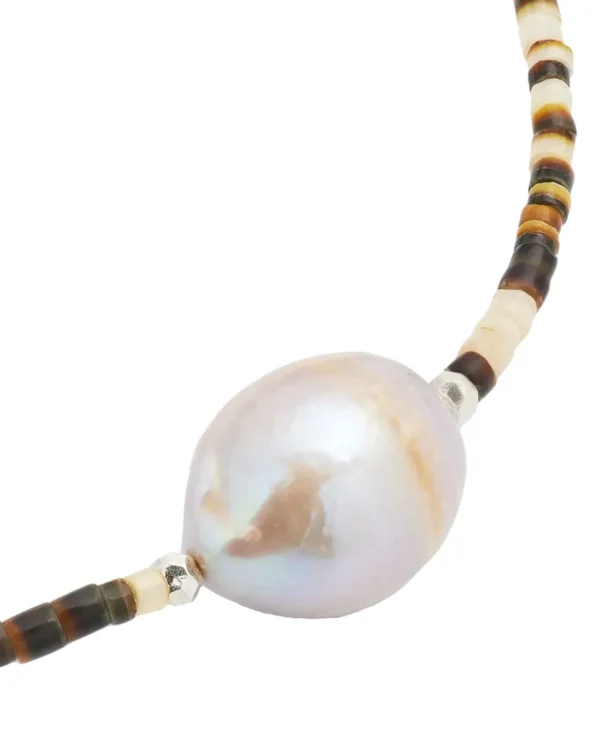 Shell Beaded Necklace with Freshwater Pearl