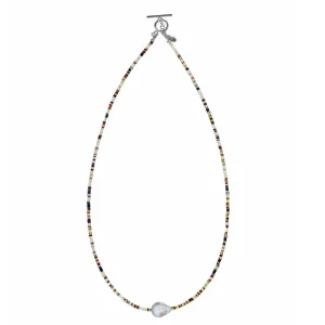 Shell Beaded Necklace with Freshwater Pearl