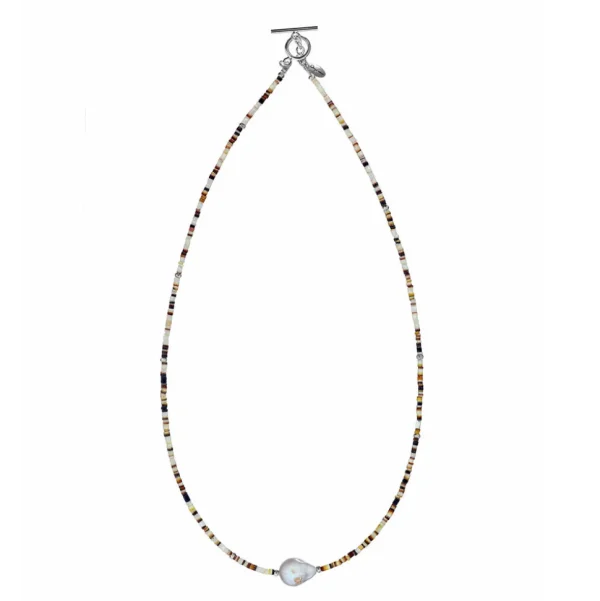 Shell Beaded Necklace with Freshwater Pearl