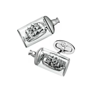Ship in a Bottle Sterling Cufflinks