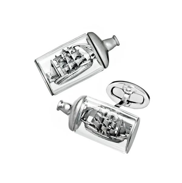 Ship in a Bottle Sterling Cufflinks