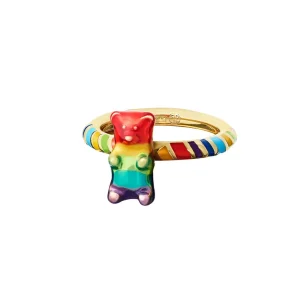 SINGLE Rainbow Gummy Bear Sterling Silver Ring with 18K Gold Vermeil