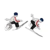 Skier Moving Sterling Cufflinks