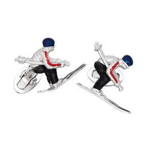 Skier Moving Sterling Cufflinks