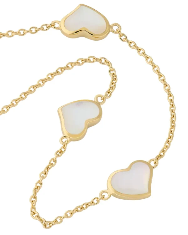 3 Station Heart Gold Vermeil Sterling Necklace