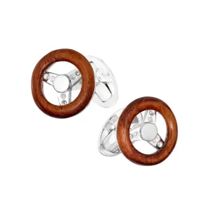 Steering Wheel Carved Sterling Cufflinks