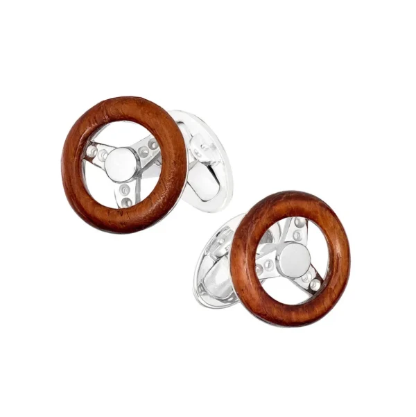 Steering Wheel Carved Sterling Cufflinks