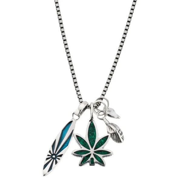 Sterling Silver Surf Charm Necklace