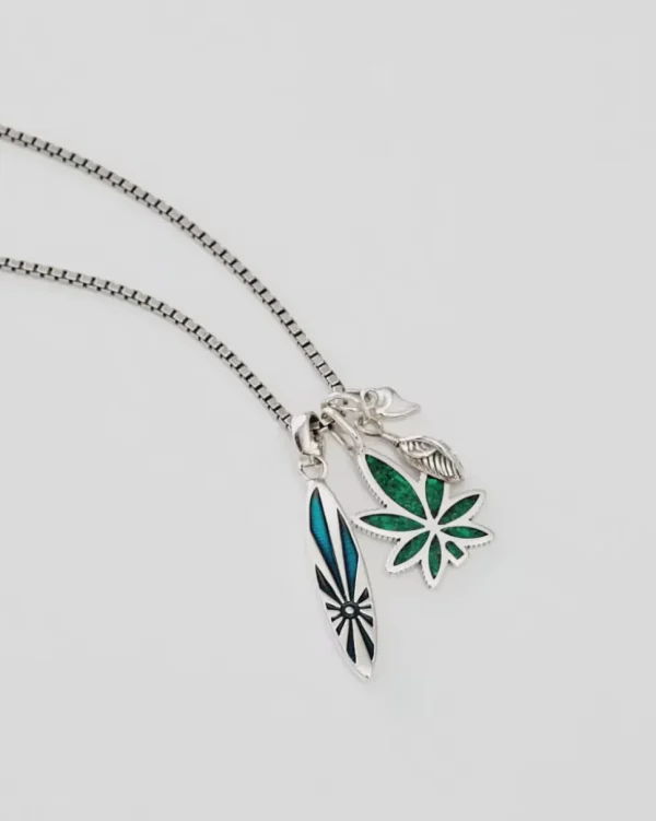 Sterling Silver Surf Charm Necklace