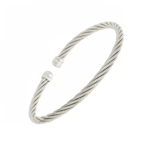 Sterling Silver Twisted Cable Adjustable Cuff