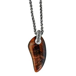 Tiger Eye Gemstone Horn Necklace Pendant