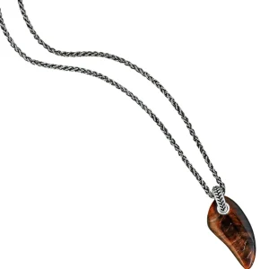 Tiger Eye Gemstone Horn Necklace Pendant