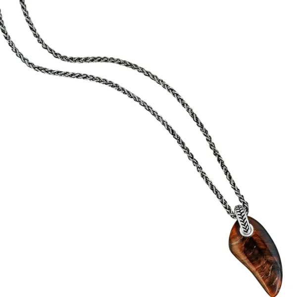 Tiger Eye Gemstone Horn Necklace Pendant