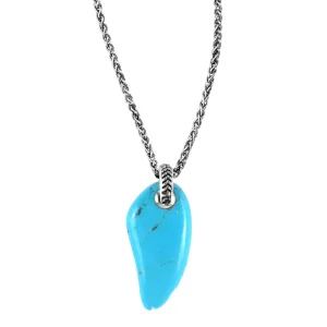 Turquoise Gemstone Horn Pendant Necklace