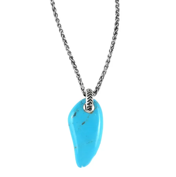 Turquoise Gemstone Horn Pendant Necklace