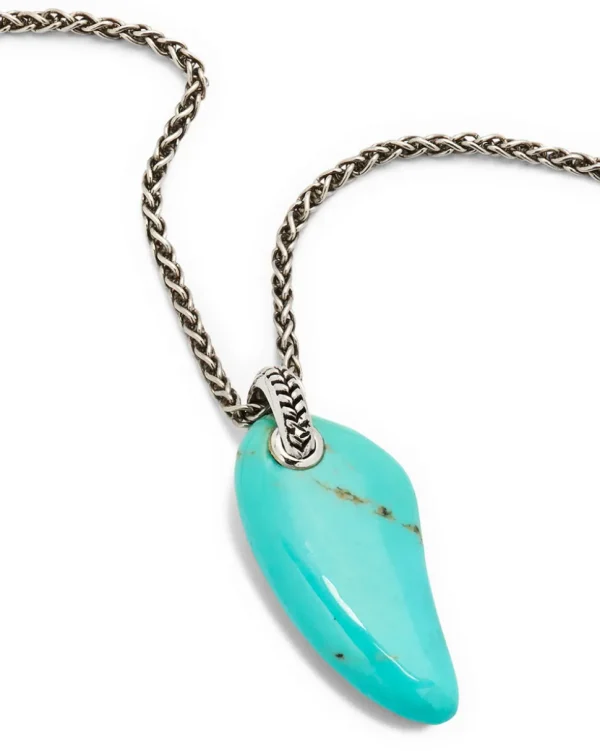 Turquoise Gemstone Horn Pendant Necklace