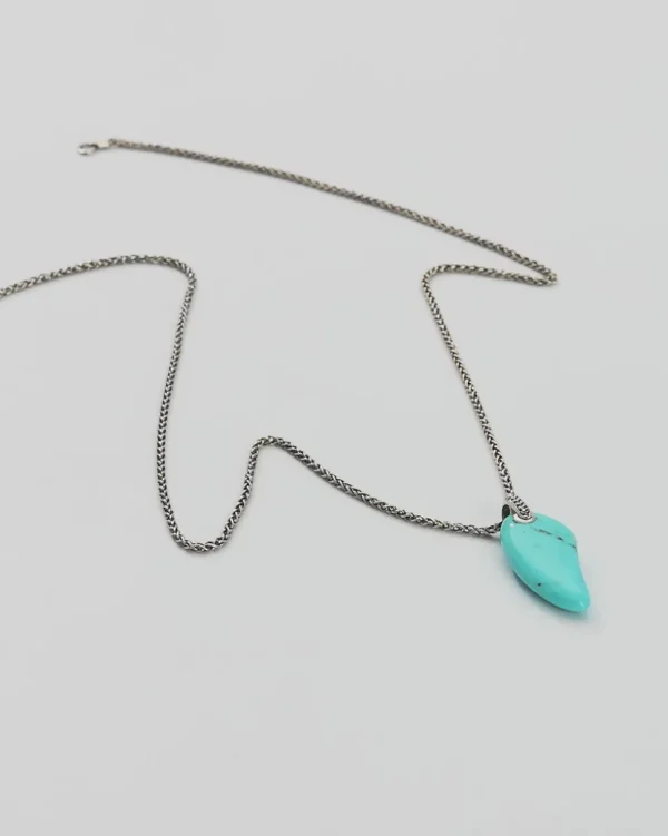 Turquoise Gemstone Horn Pendant Necklace