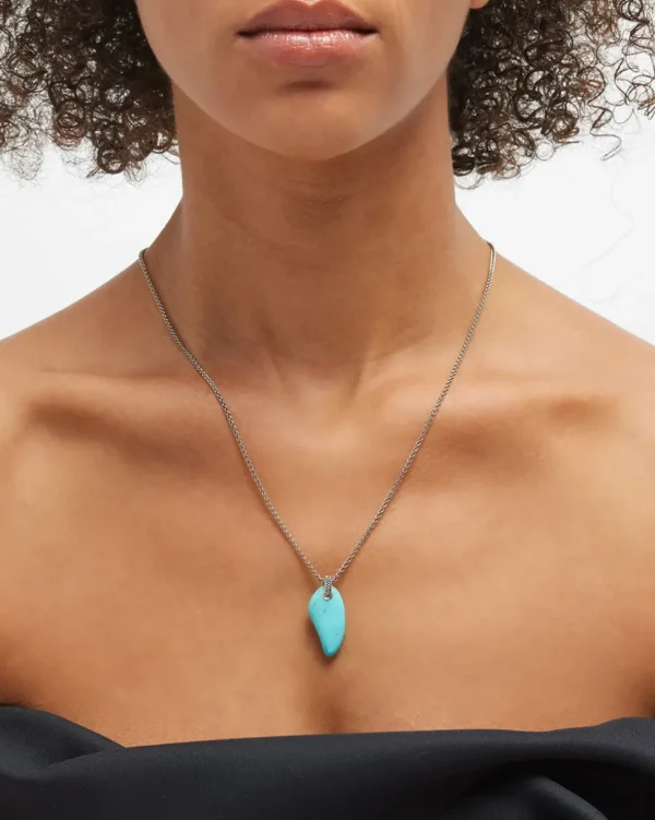 Turquoise Gemstone Horn Pendant Necklace