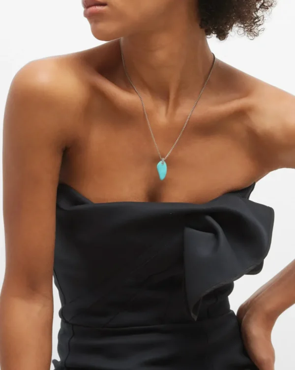 Turquoise Gemstone Horn Pendant Necklace