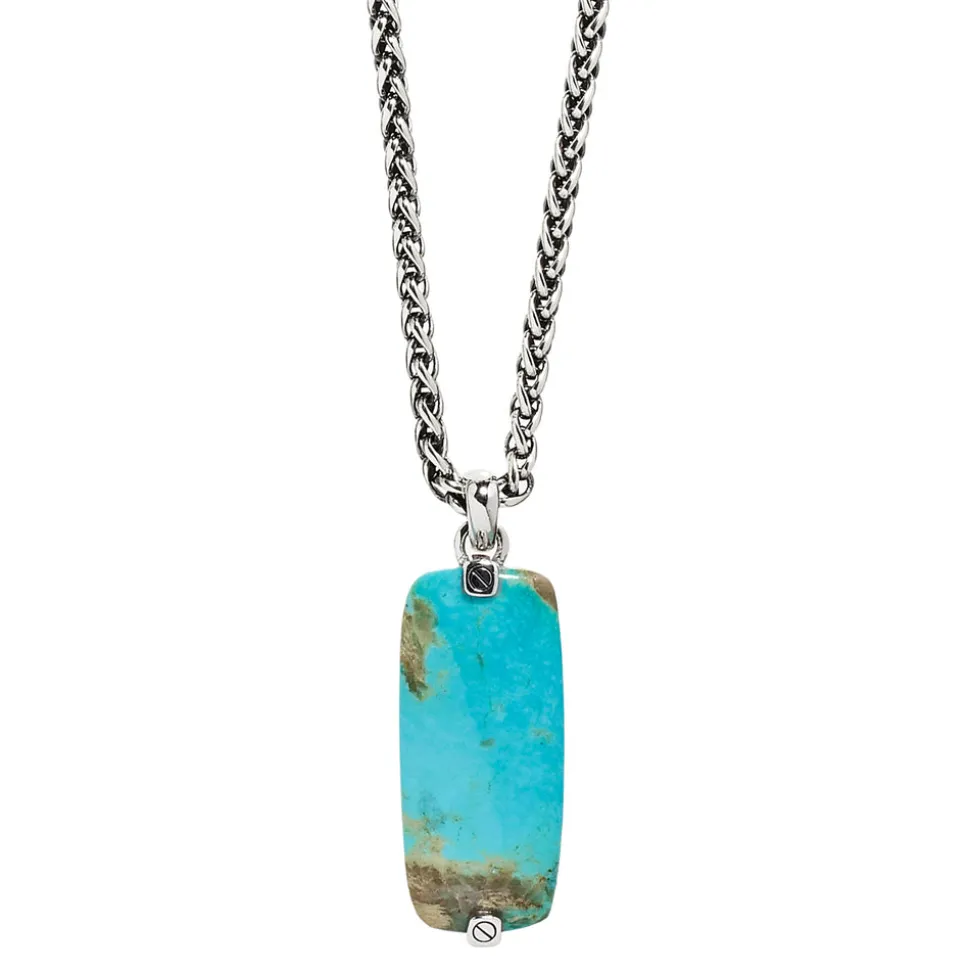 Turquoise Gemstone Tag Pendant Necklace