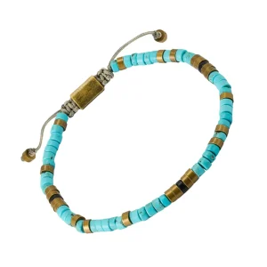 Turquoise Sterling Beaded Pull Cord Bracelet