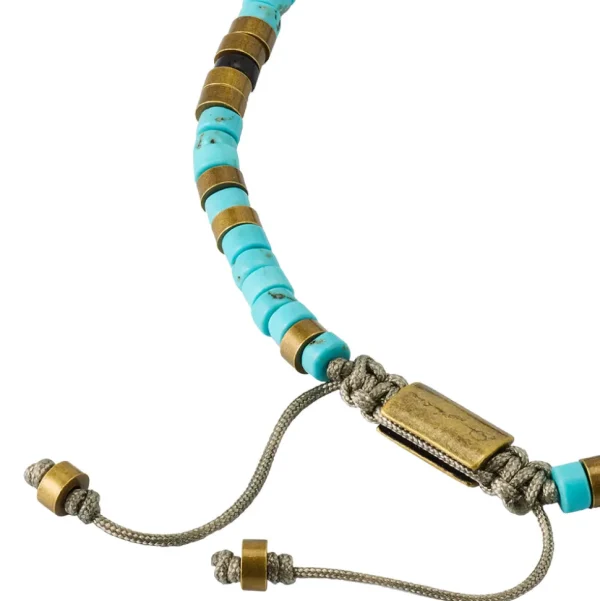 Turquoise Sterling Beaded Pull Cord Bracelet