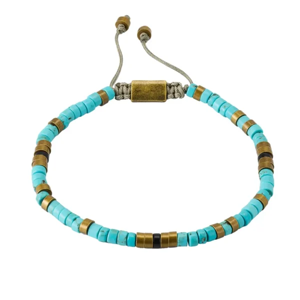 Turquoise Sterling Beaded Pull Cord Bracelet