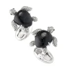 Turtle Carved Black Onyx Sterling Cufflinks